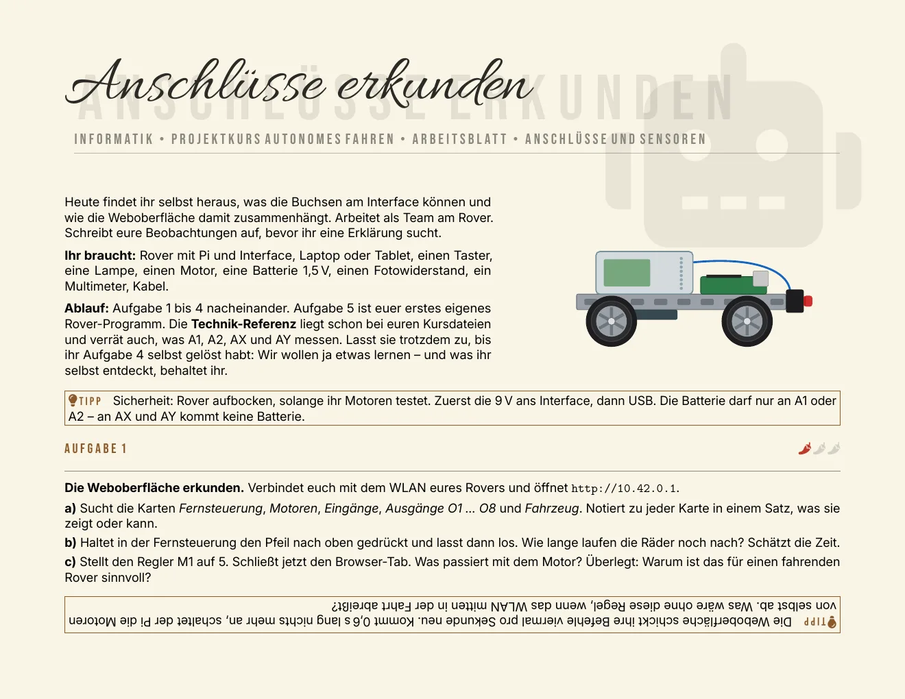 Das Arbeitsblatt – Seite 1