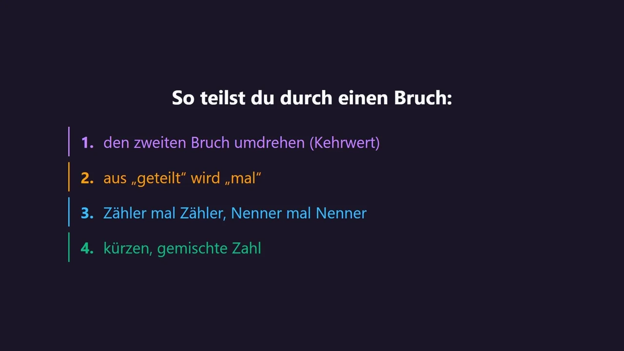 So teilst du durch einen Bruch.