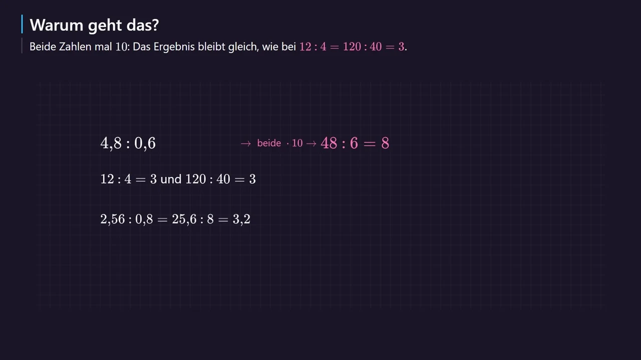 2{,}56 : 0{,}8 = 25{,}6 : 8 = 3{,}2.