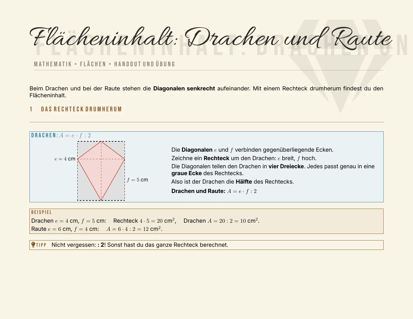 Das Arbeitsblatt – Seite 1