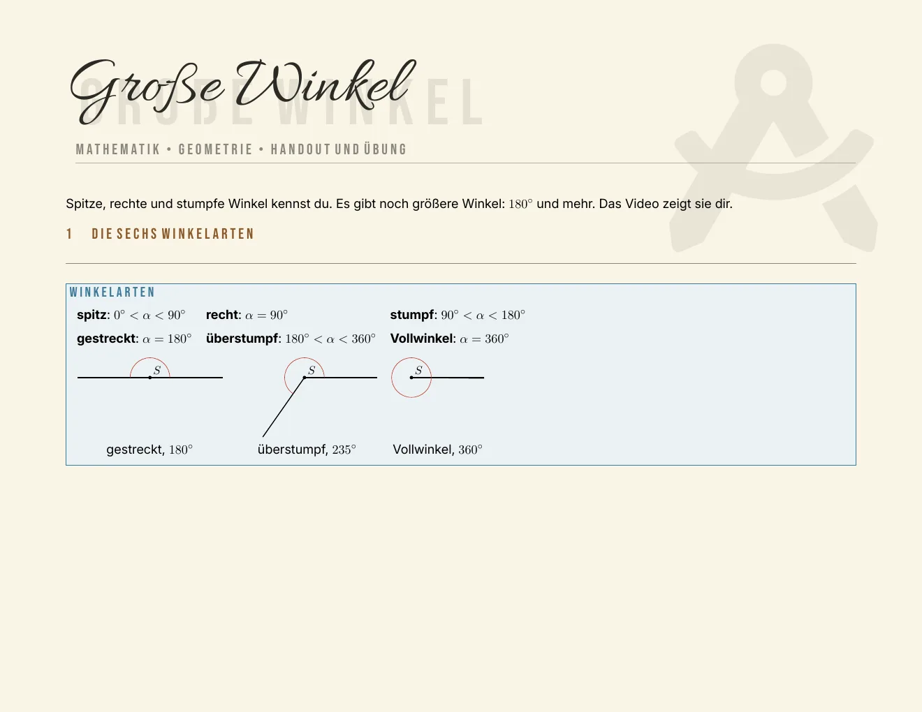 Das Arbeitsblatt – Seite 1