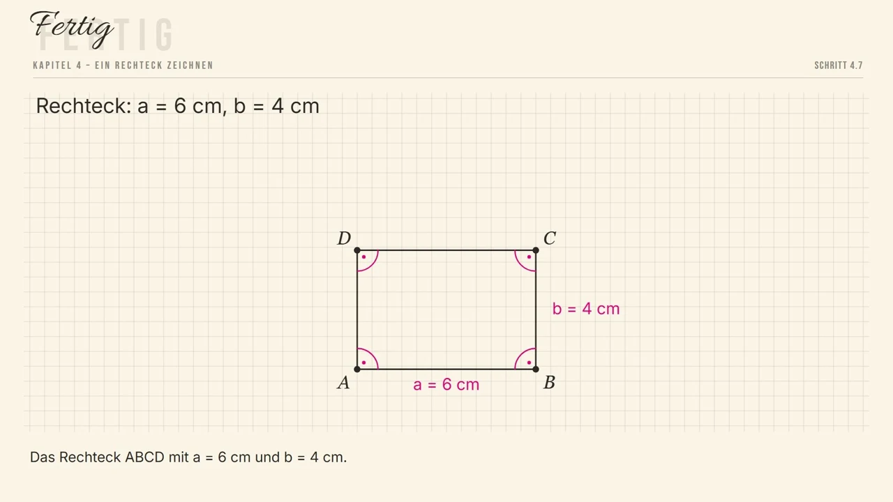 Готов правоугаоник ABCD са a = 6 цм и b = 4 цм.