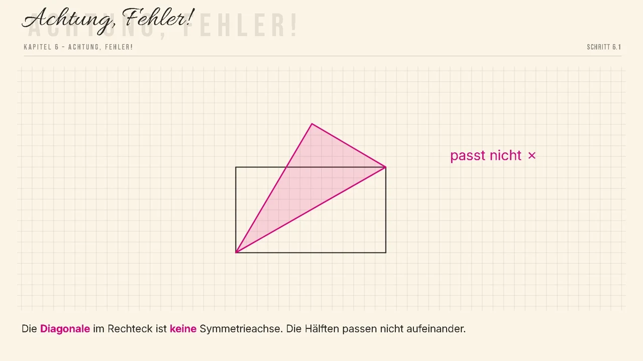 Mistake: folding on the diagonal, the halves do not fit onto each other.