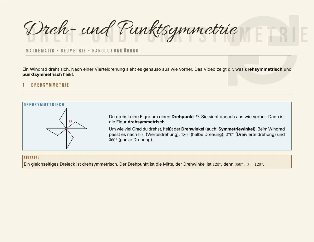 Das Arbeitsblatt – Seite 1