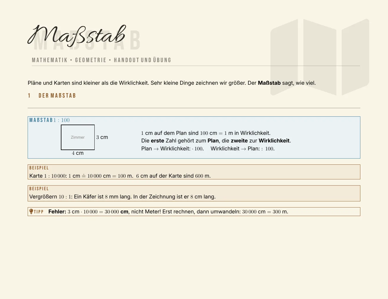 Das Arbeitsblatt – Seite 1