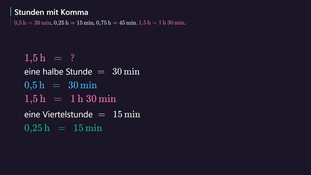 Stunden mit Komma in Minuten umrechnen.