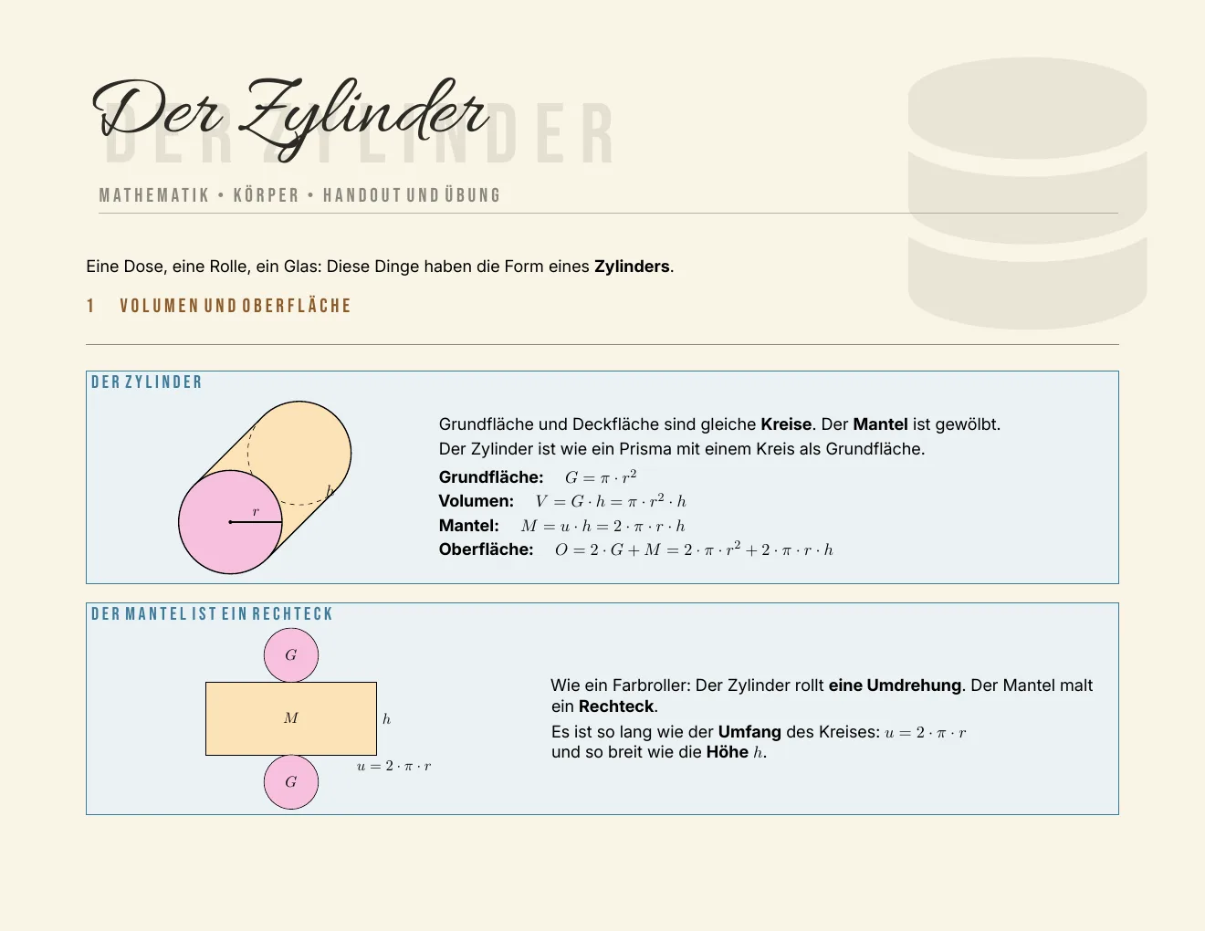 Das Arbeitsblatt – Seite 1