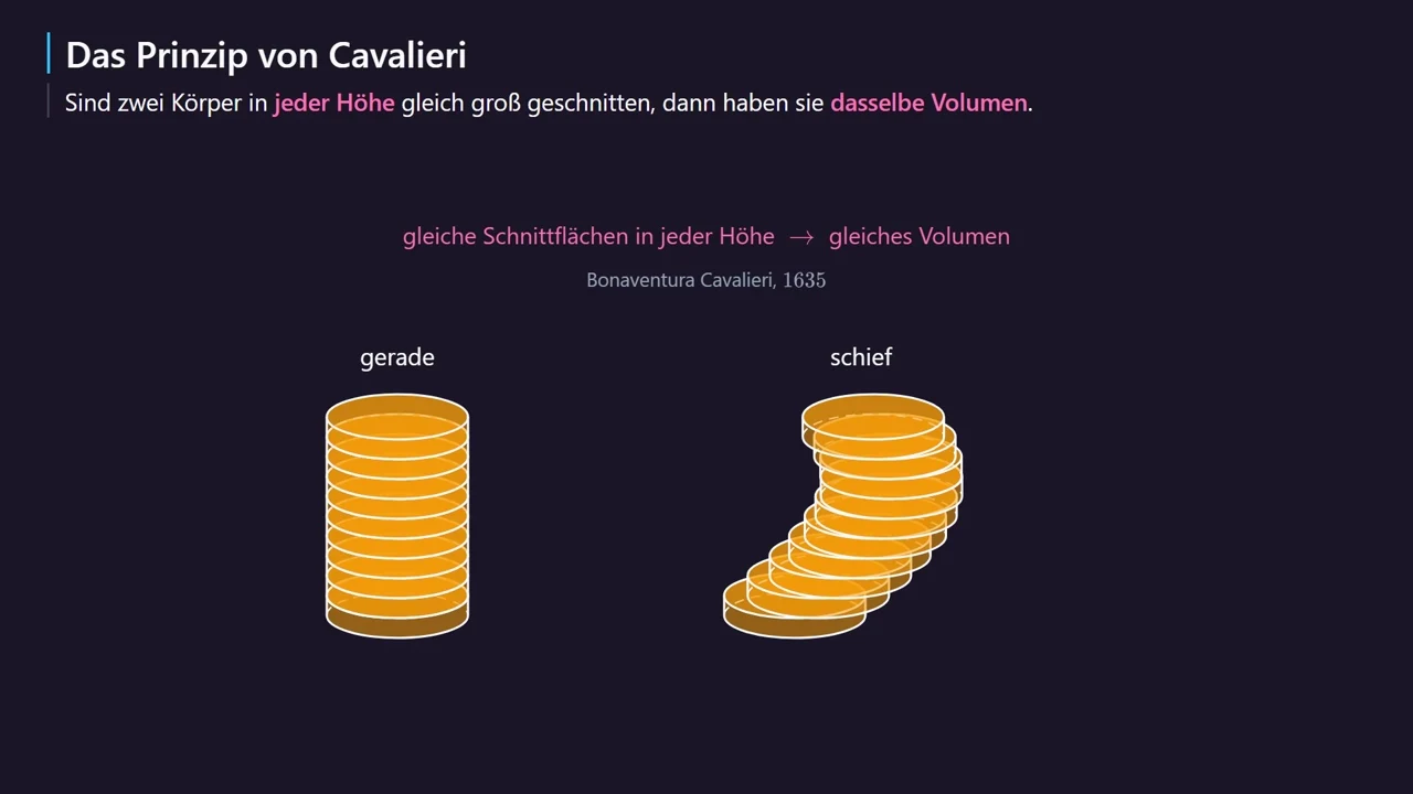 Zwei Münzstapel mit demselben Volumen.