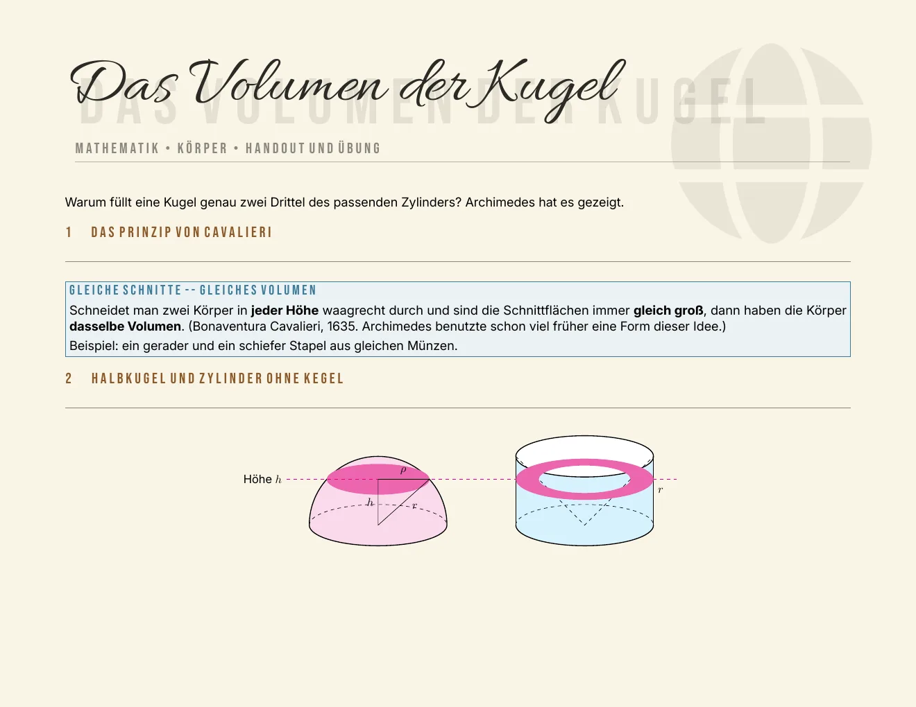 Das Arbeitsblatt – Seite 1