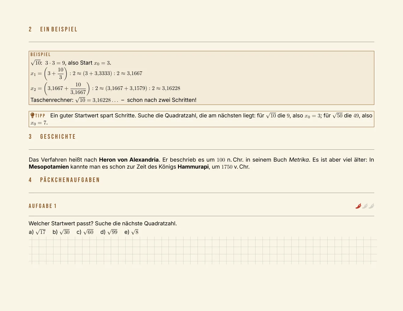 Das Arbeitsblatt – Seite 2