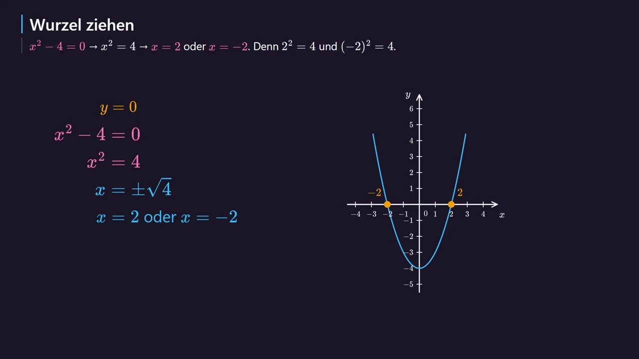 x^2 - 4 = 0 ima nule -2 i 2.