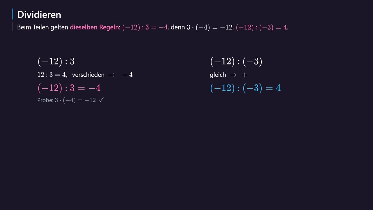 Probe: 3 · (-4) = -12.