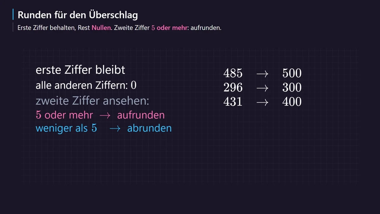 Die Regel zum Runden.