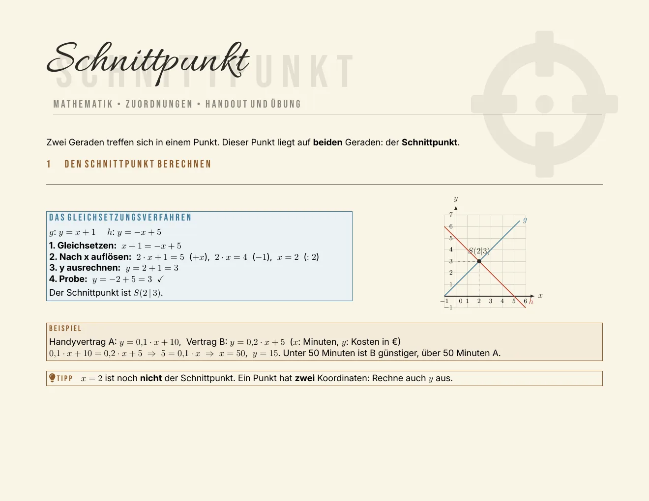 The worksheet – Page 1
