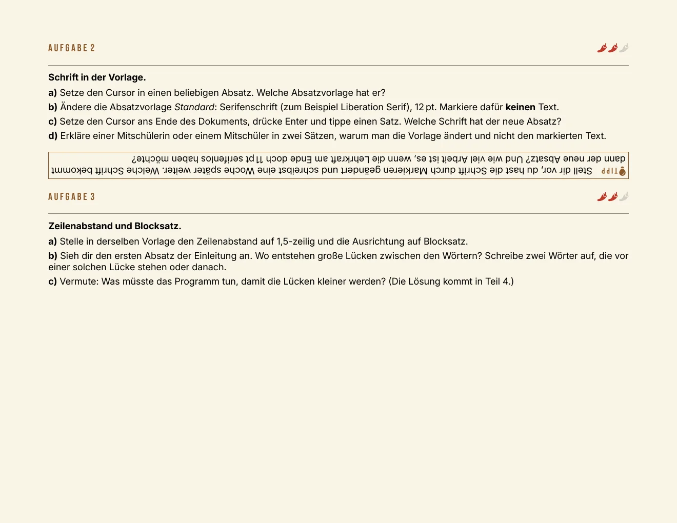 Das Arbeitsblatt – Seite 2