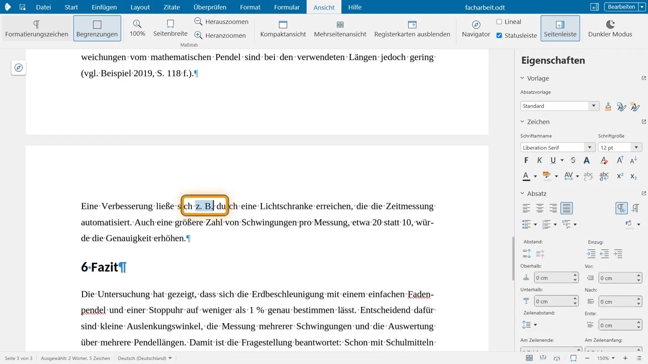 Auch zwischen „z.“ und „B.“ gehört ein geschütztes Leerzeichen. Du erkennst es bei eingeschalteten Formatierungszeichen am grauen Feld.