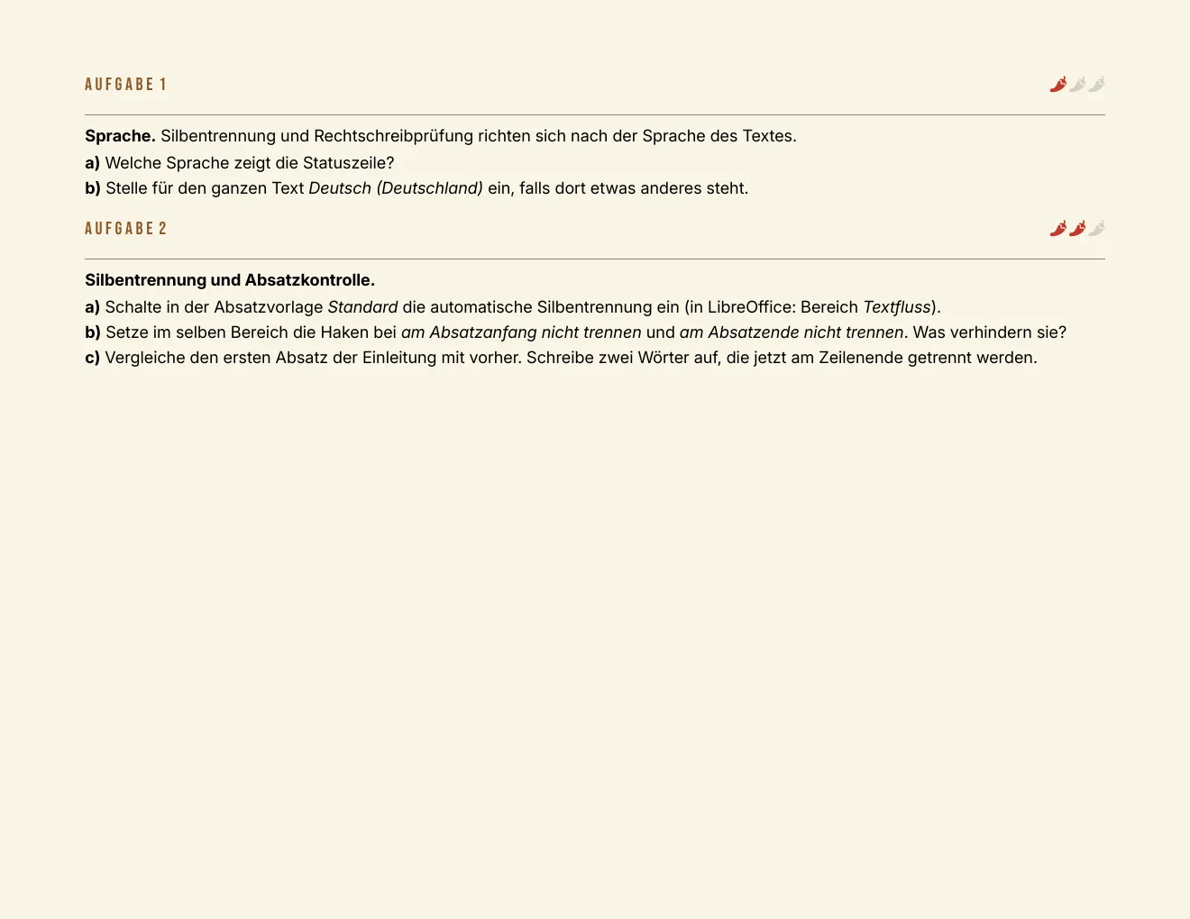 Das Arbeitsblatt – Seite 2