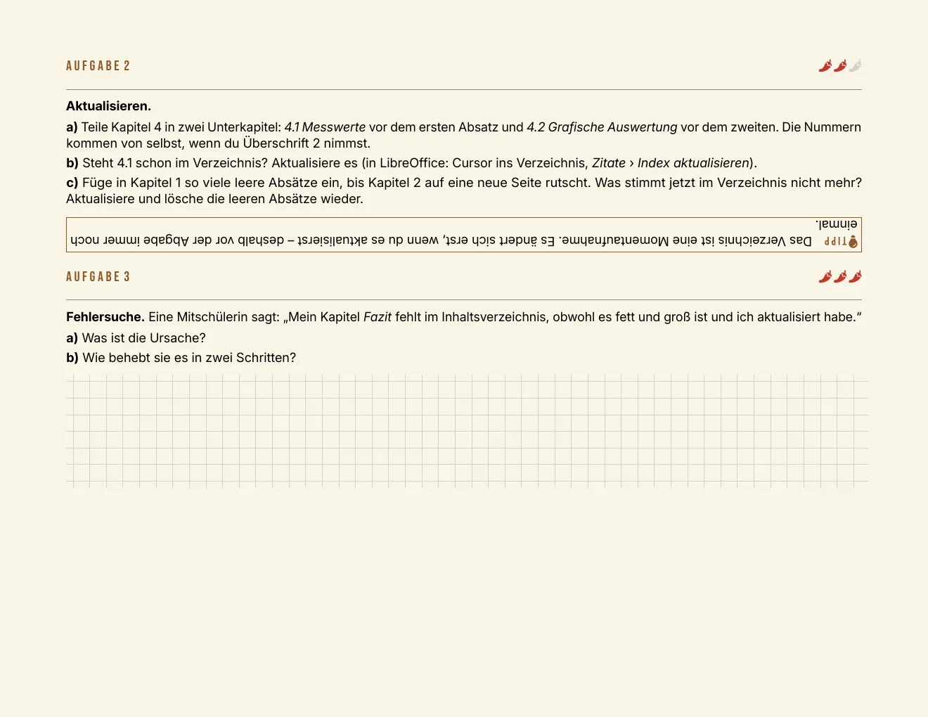 Das Arbeitsblatt – Seite 2