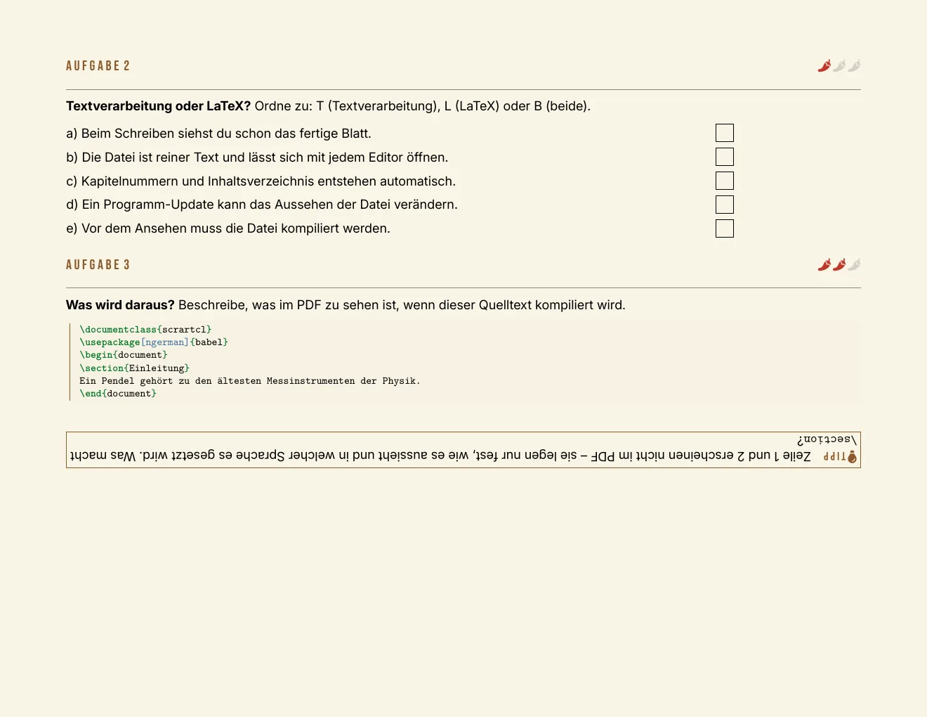 Das Arbeitsblatt – Seite 2