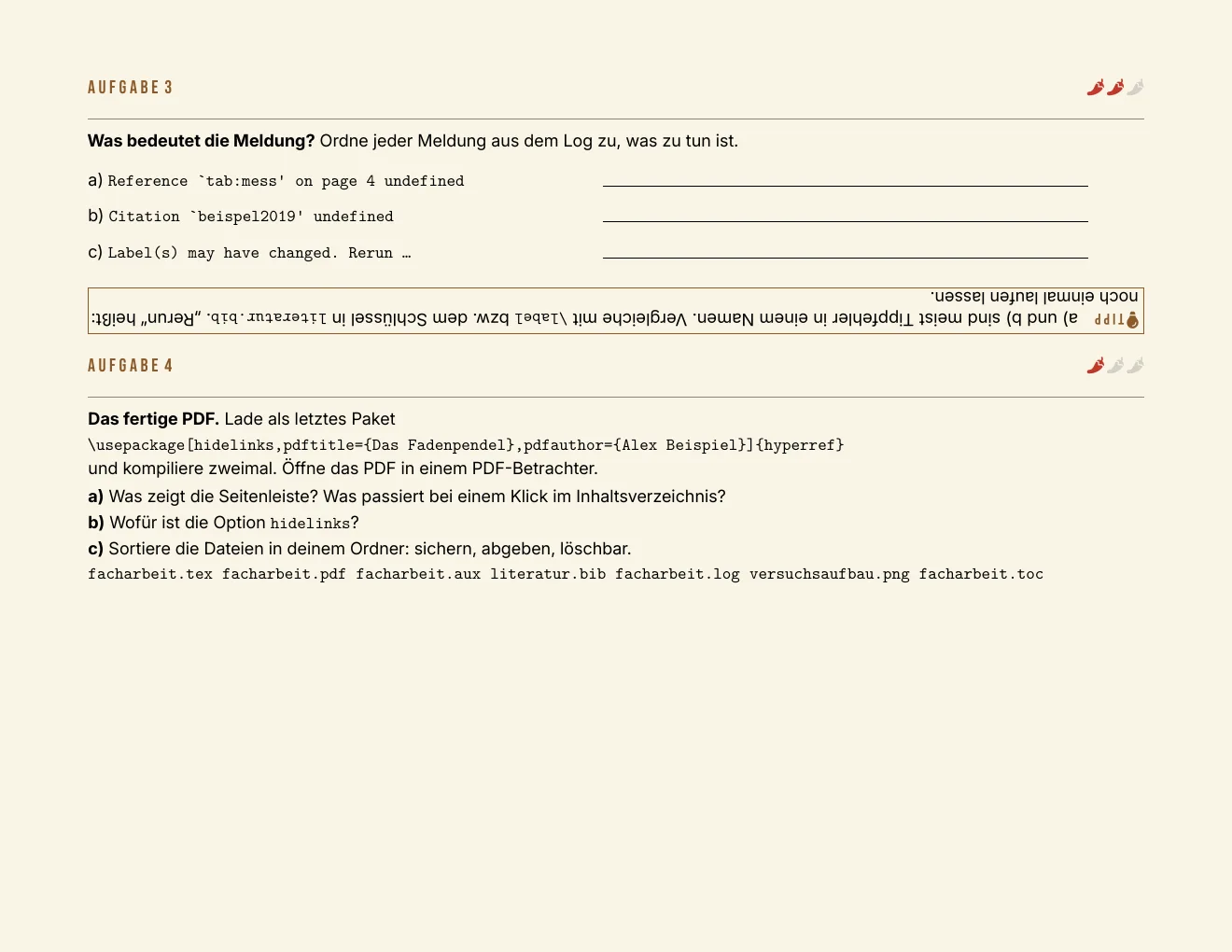 Das Arbeitsblatt – Seite 2